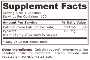 Pure Nutrition Calcium Pyruvate 750 мг 120 Capsules