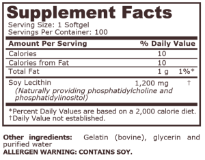 Pure Nutrition Lecithin 1200 mg 100 Softgels