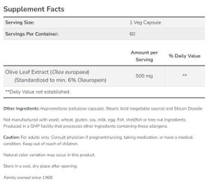 Now Foods NOW Olive Leaf Extract 500 мг 120 Веган Капсули