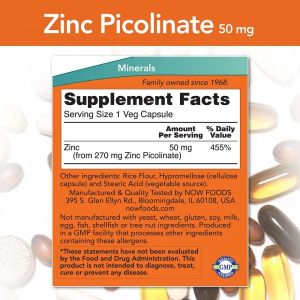 Now Foods NOW Zinc Picolinate 50 мг 120 Капсули