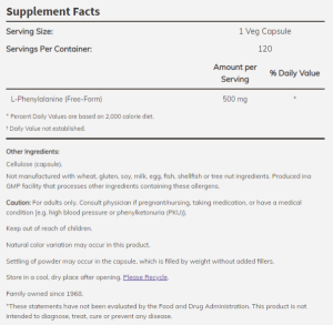 Now Foods NOW L Phenylalanine 500 мг 120 Капсули