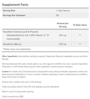 Now Foods Now Hawthorn Extract 1.8% 300 мг 90 Vcaps