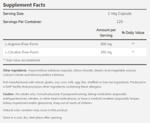 Now Foods NOW Arginine 500 мг & Citrulline 250 мг 120 Vcapsules