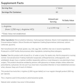 Now Foods NOW L Arginine 1000 мг 60 Tabs