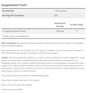 Now Foods NOW L Arginine 700 мг 180 Vcaps
