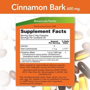 Now Foods NOW Cinnamon Bark 600 мг 120 Капсули