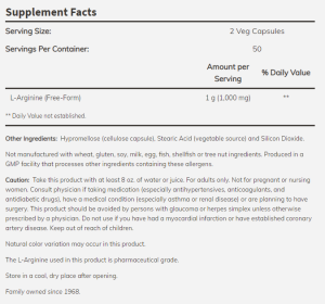 Now Foods NOW L Arginine 500 мг 100 Капсули