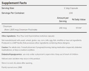 Now Foods NOW Chromium Picolinate 200 кг 250 Капсули
