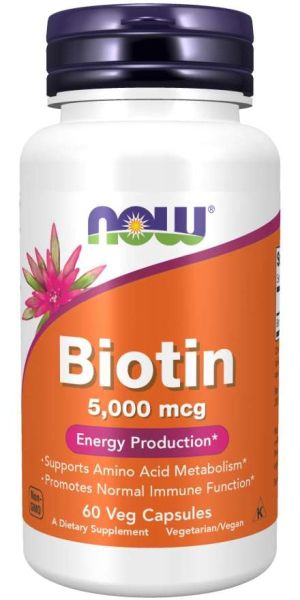 Now Foods NOW Biotin (витамин B 7) 5000 кг 60 Капсули