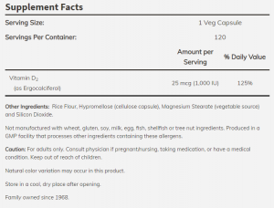 Now Foods NOW Vitamin D 1000 IU Vegetarian 120 Veg Capsules