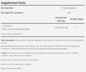 Now Foods NOW L Ornithine 500 мг 60 Капсули