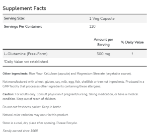 Now Foods NOW Sports L Glutamine 500 мг 120 Capsules