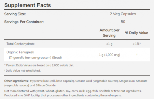 Now Foods NOW Fenugreek (сминдук) 500 мг 100 Капсули