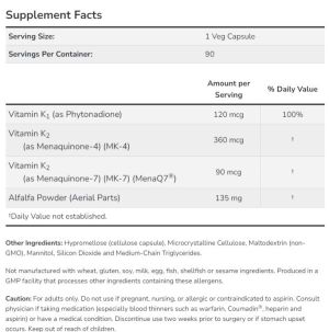 Now Foods NOW Vitamin MK7 Plus With K1 & MK 4 90 Veg Capsules