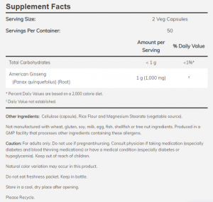 Now Foods NOW American Ginseng (американски Жен Шен) 500 мг 100 Веган Капсули