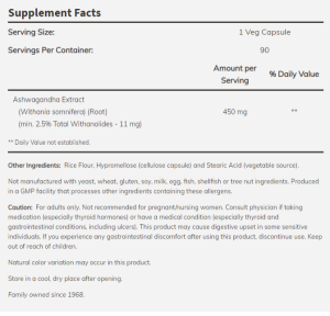 Now Foods NOW Ashwagandha Extract 450 мг 90 Капсули