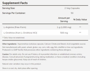 Now Foods NOW Sports Arginine & Ornithine 500/250 мг 100 Капсули