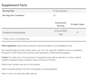 Now Foods NOW Sports Creatine Monohydrate 750 мг 120 Капсули