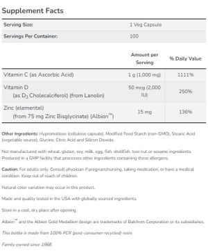 Now Foods NOW Vitamin C 1000 Zinc & D 3 100 Vcaps