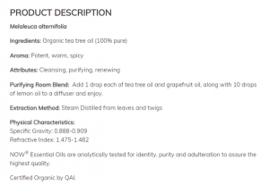 Now Foods NOW Био Масло От Чаено Дърво Organic Tea Tree Oil 30 мл