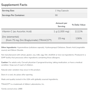 Now Foods NOW Vitamin C 1000 Zinc Immune 90 Vcaps