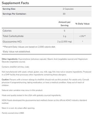 Now Foods NOW Glucosamine 1000 мг 60 Vcaps