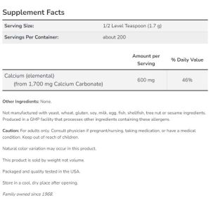 Now Foods NOW Calcium Carbonate 340 г