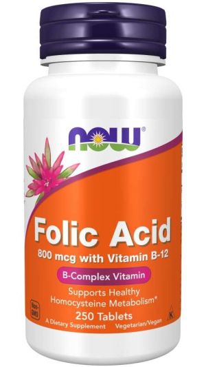 Now Foods NOW Витамин B 9 (folic Acid) + B 12 250 Таблетки