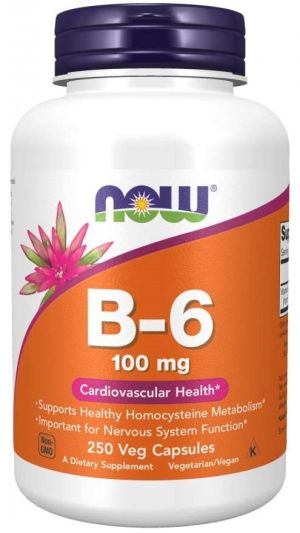 Now Foods NOW Витамин B 6 (pyridoxine) 100 мг 250 Капсули