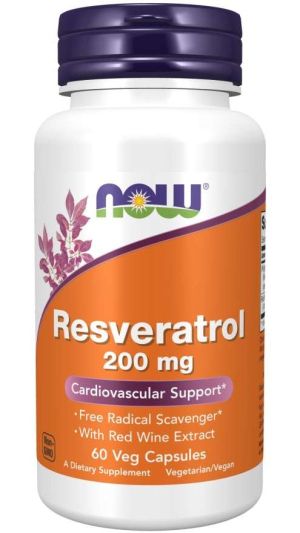 Now Foods NOW Natural Resveratrol 200 мг 60 Веган Капсули