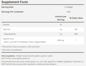 Now Foods NOW Caprylic Acid 600 мг 100 Дражета