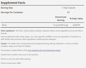 Now Foods NOW Biotin (витамин B 7) 5000 кг 120 Капсули