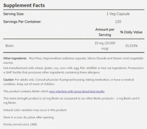 Now Foods NOW Biotin (vitamin B 7) 10 мг 120 Веган Капсули