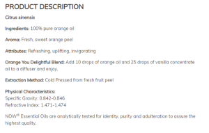 Now Foods NOW Масло От Портокал Orange Oil 30 мл