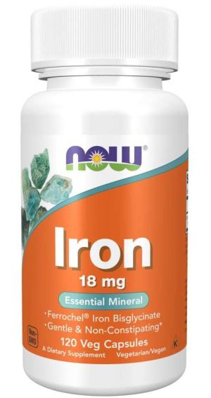 Now Foods Now Iron 18 мг Ferrochel 120 Капсули