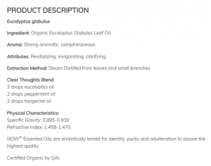 Now Foods NOW Био Масло От Евкалипт Oragnic Eucalyptus Globulus Oil 30 мл