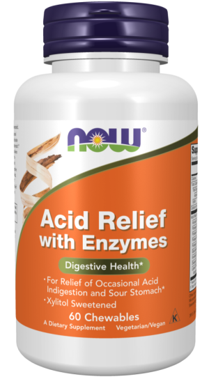 Now Foods NOW Acid Relief Chew Enzymes 60 Дъвчащи Таблетки