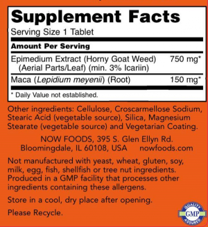 Now Foods NOW Horny Goat Weed Extract 750 мг 90 Таблетки