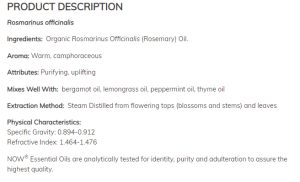 Now Foods NOW Био Масло От Розмарин Oragnic Rosemary Oil 30 мл