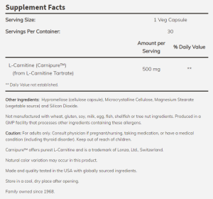 Now Foods NOW L Carnitine 500 мг 30 Капсули