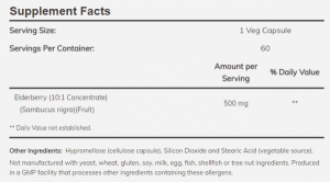 Now Foods NOW Elderberry Extract 500 мг 60 Капсули