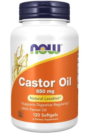 Now Foods NOW Castor Oil (рициново Масло) 650 мг 120 Дражета