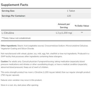 Now Foods NOW L Citrulline 1200 мг 120 Таблетки