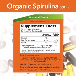 Now Foods NOW Spirulina 500 мг 100 Таблетки