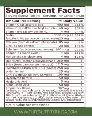 Pure Nutrition Hair, Skin & Nails 60 Tablets