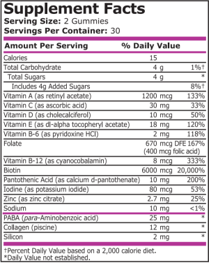Pure Nutrition Hair, Skin & Nails Passion Fruit 60 Gummies