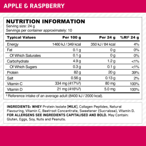 Optimum Nutrition Clear Whey Protein Isolate + Collagen 240 г