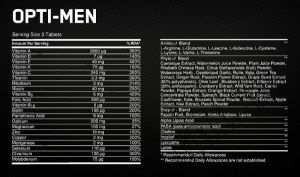 Optimum Nutrition Opti Men 21 Таблетки