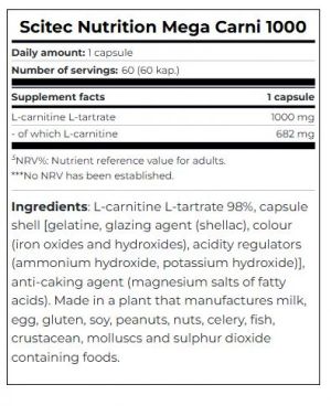 Scitec Nutrition Scitec Mega Carni 1000 60 Capsules
