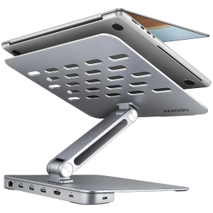 AXAGON HMC-STND ALU stand with HUB 5Gbps, for 10" - 16" laptops, adjustable, 3x USB-A, HDMI 4K/60Hz, GLAN, PD 100W, USB-C input